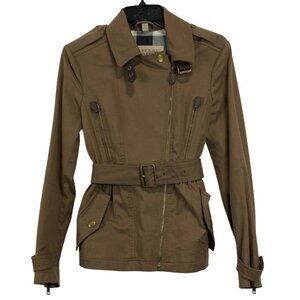 Burberry Brit Women’s Brown‎ Motto Belted Jacket, Size 4